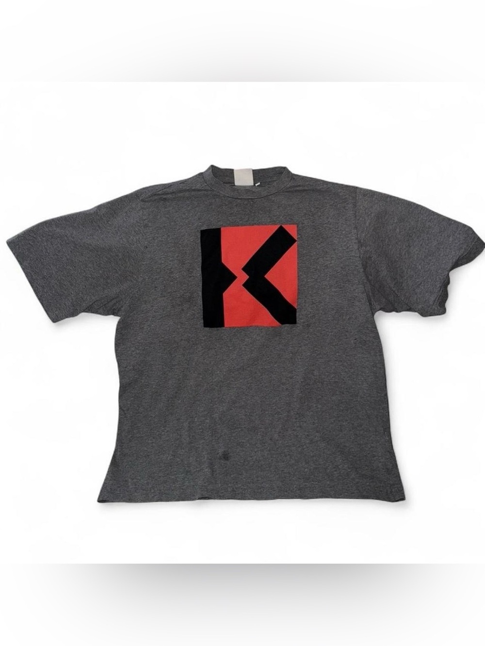 Kenzo Grey & Red Logo Tee Sz M